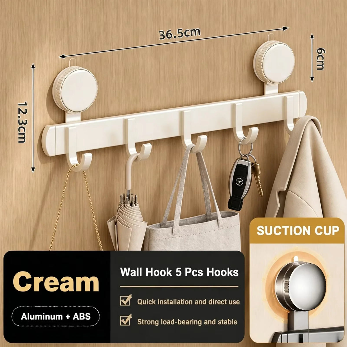 Crochets muraux a ventouse pour salle de bain, sans percage