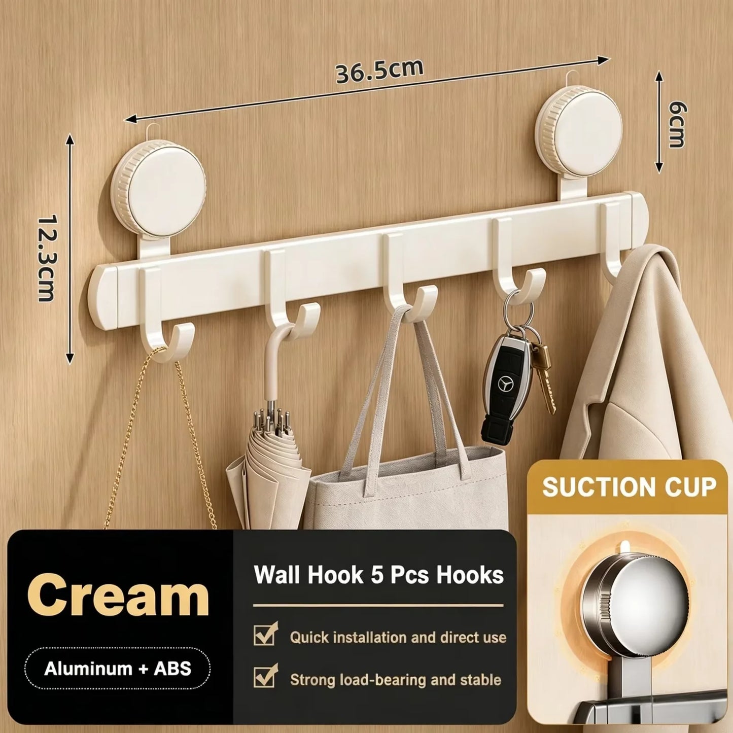 Crochets muraux a ventouse pour salle de bain, sans percage