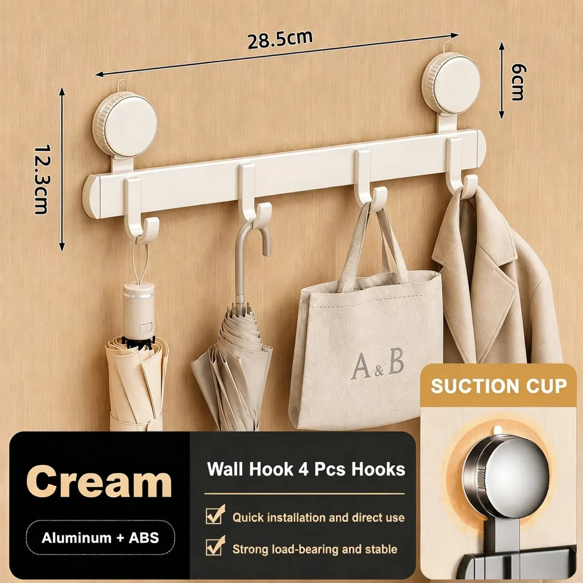 Crochets muraux a ventouse pour salle de bain, sans percage