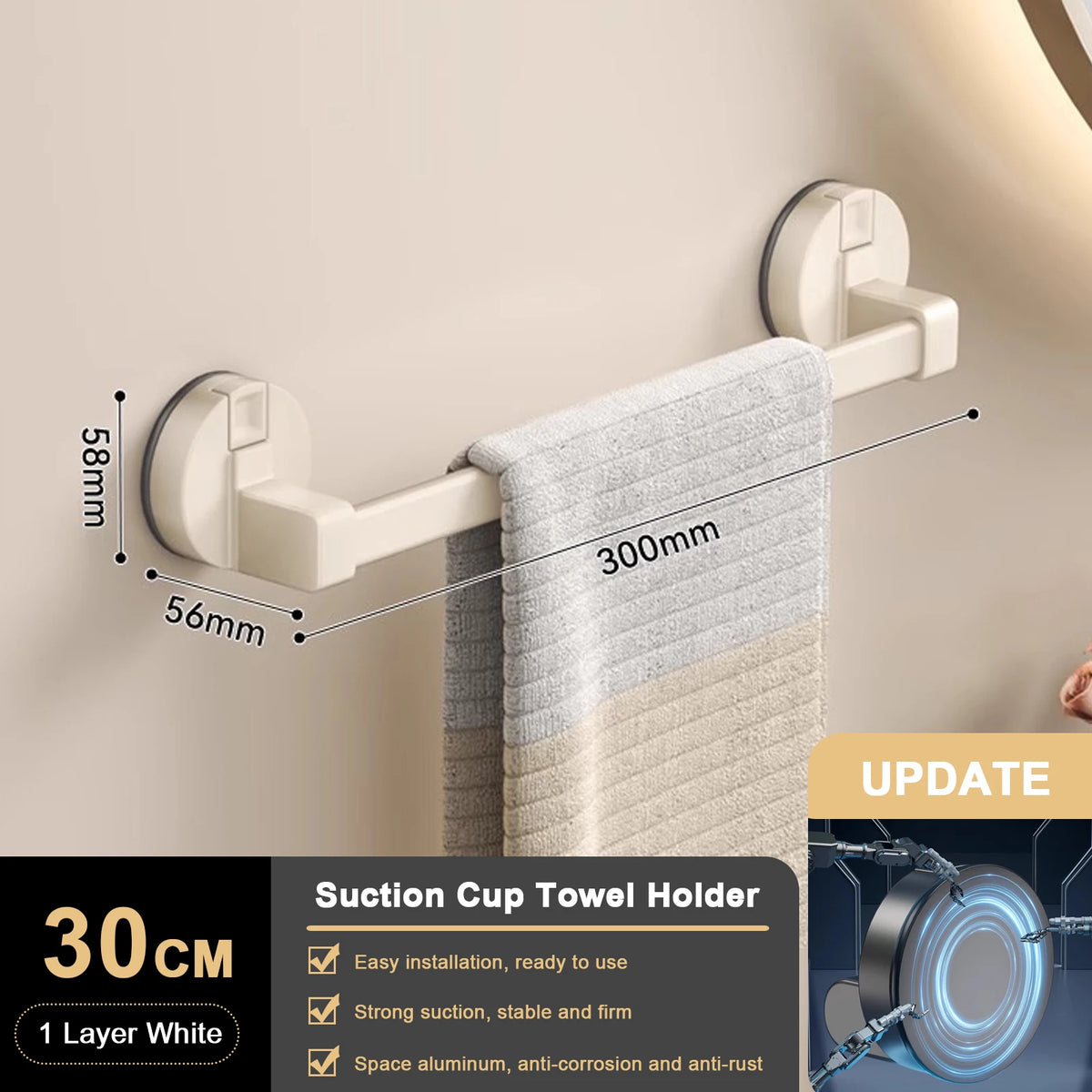 Porte-serviettes a ventouse double barre, sans percage