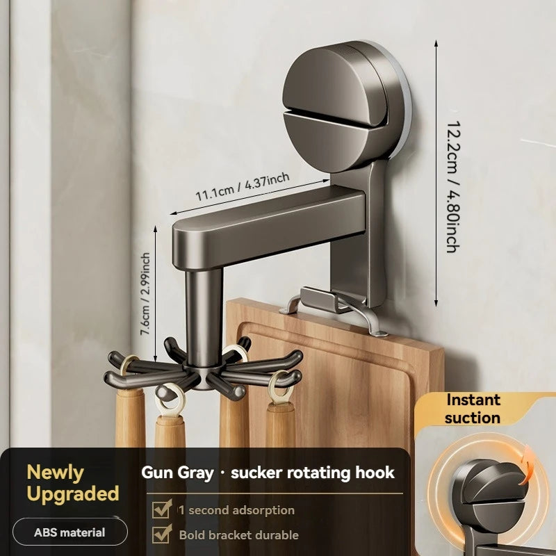 Support de rangement de cuisine rotatif a ventouse 360°, sans percage