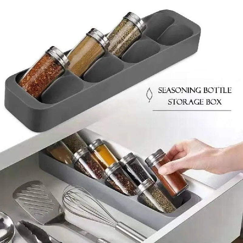 Organiseur de cuisine avec compartiments a couverts et fente porte-couteau sur un comptoir