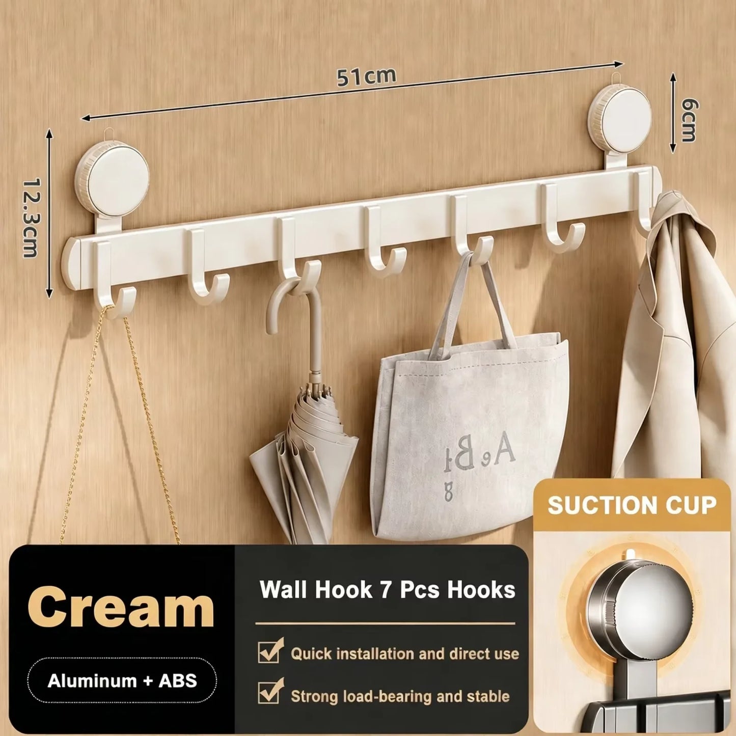 Crochets muraux a ventouse pour salle de bain, sans percage
