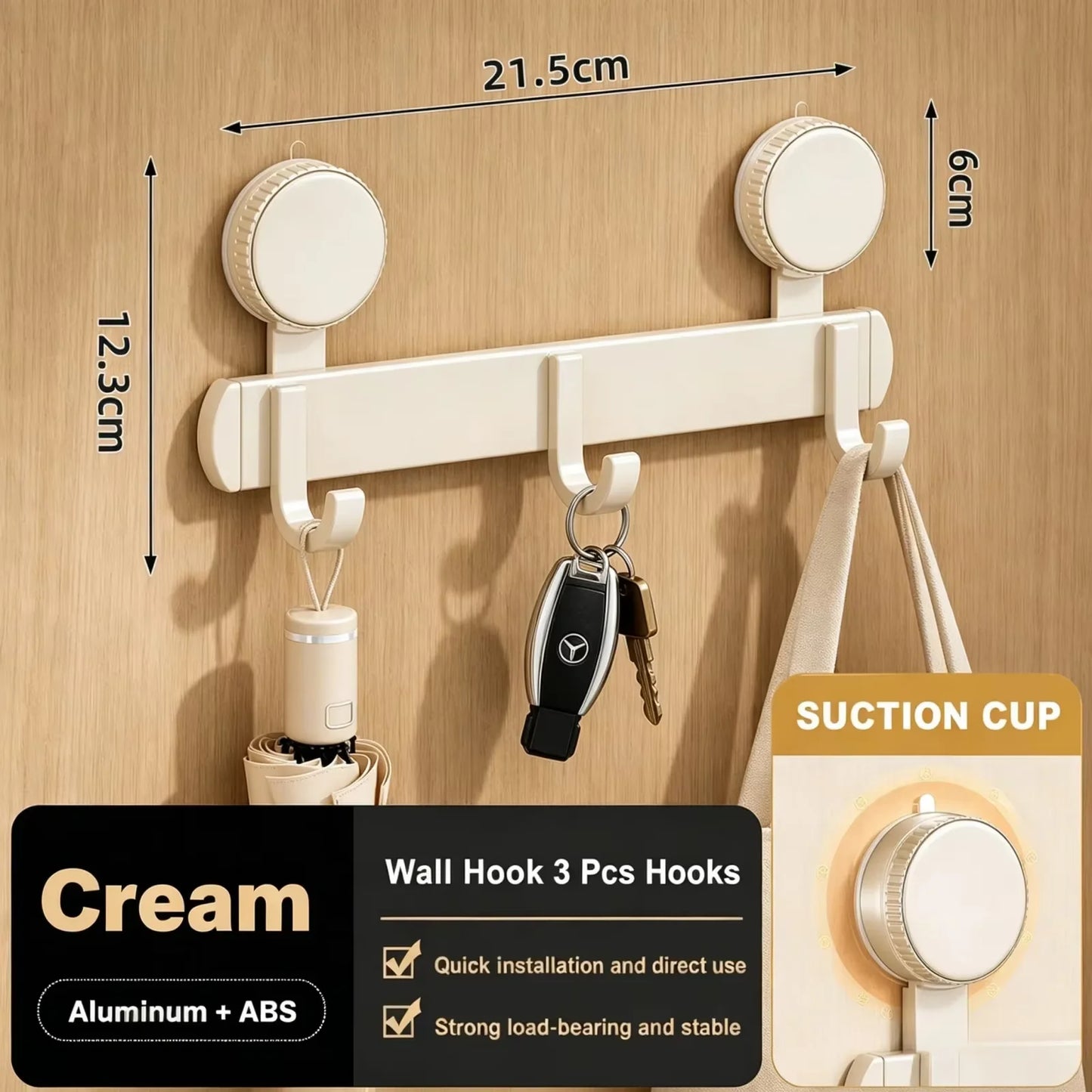 Crochets muraux a ventouse pour salle de bain, sans percage